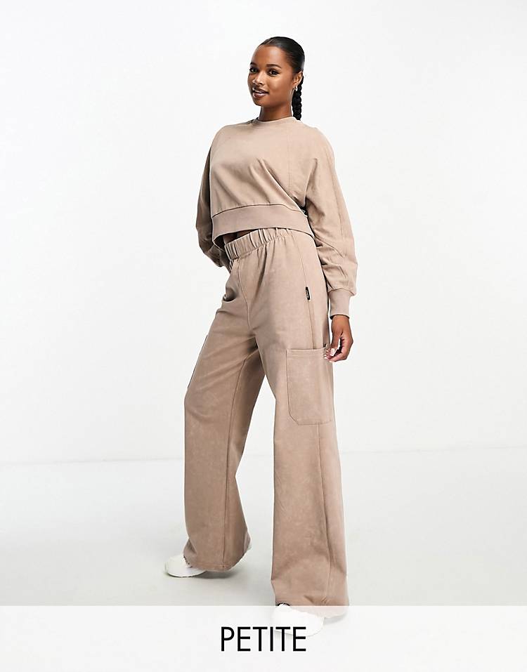 ASOS 4505 Petite washed wide leg sweatpants with combat pocket